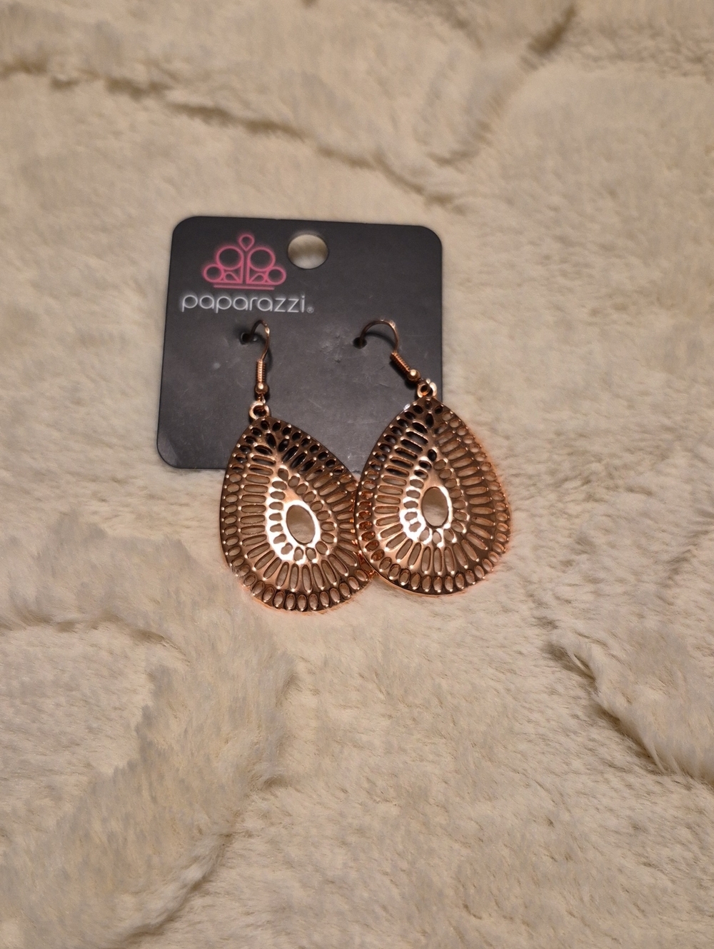 paparazzi Rose Gold Filigree Teardrop Earrings